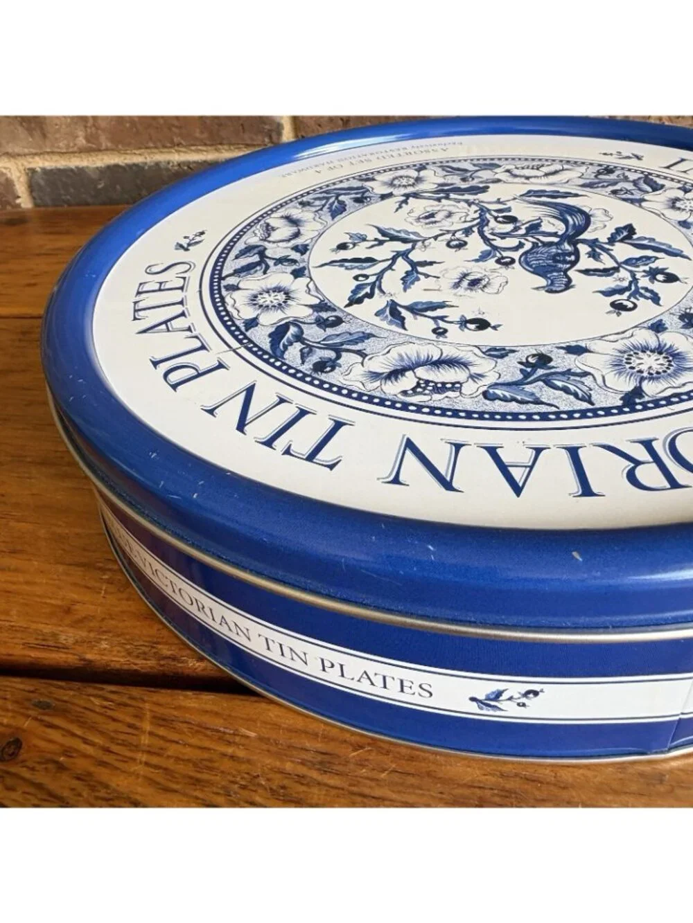 Indigo Blue Victorian Tin Plates, Set of 4, Restoration Hardware, Original Tin